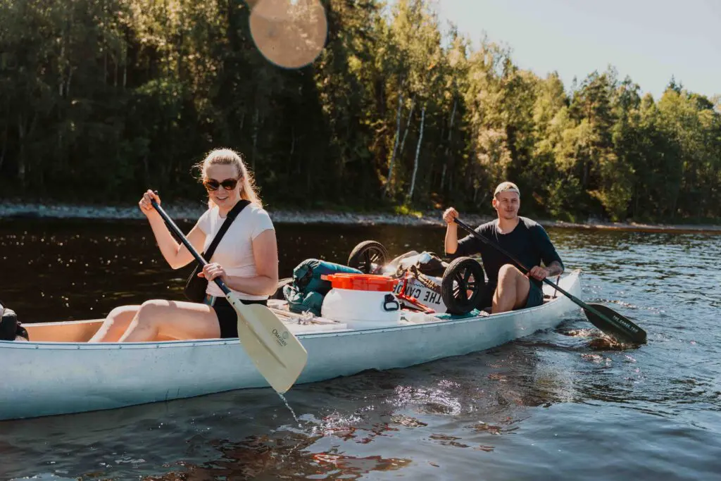 2 people in a canoe