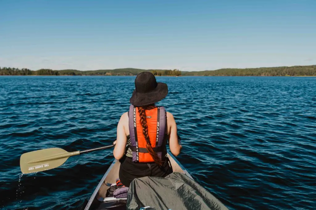 A woman paddling