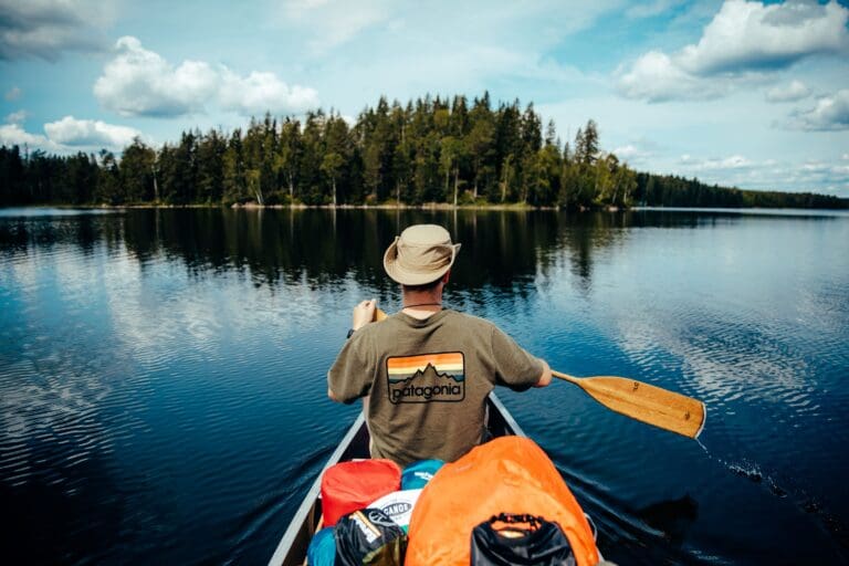 man in canoe in Sweden