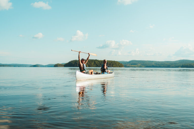 friends in a canoe