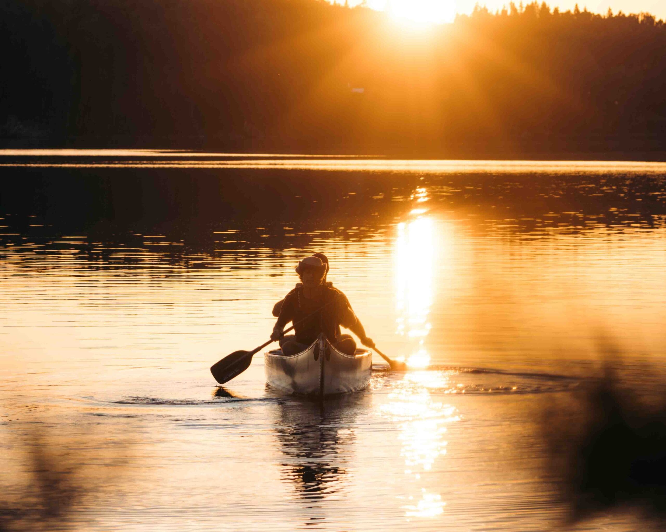 sunset canoe trip Sweden